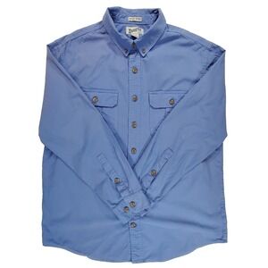 Duluth Trading Co. Untucked Relaxed Fit Button Down Shirt Mens L Tall Blue